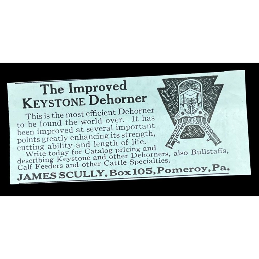 Keystone Dehorner Vintage Mini Print Ad 1950s Cattle Ranch Tools